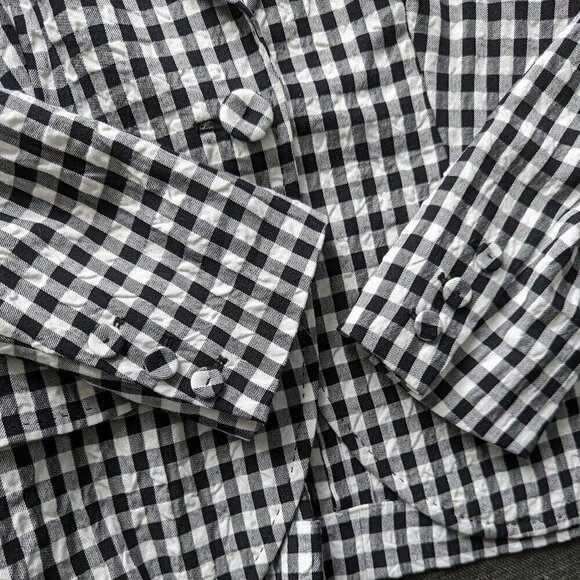 Escada Checked Black and White Seersucker 100% Cotton Blazer - Picture 4 of 16